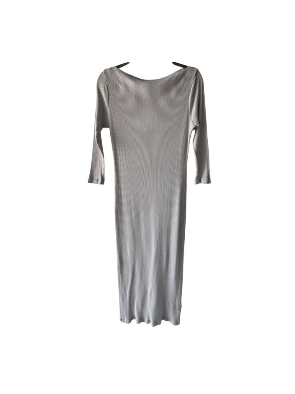James Perse Rib Jersey Boat Neck Midi Dress Almond Size 3 Long Sleeve Lagenlook